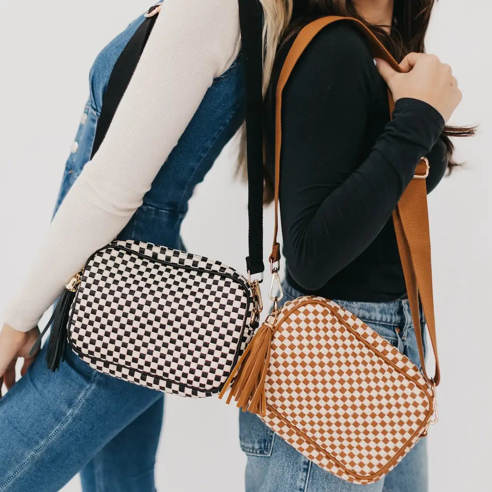 Willow Woven Crossbody (Camel/Cream)